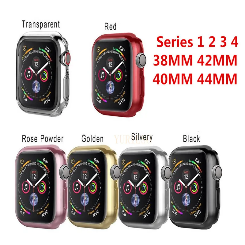 100 ПК серии 1/2/3/4 Мягкий силиконовый чехол для телефона, для Apple чехол для часов 38 мм 42 мм 40 мм 44 модные покрытием ТПУ защитный чехол для наручных часов iWatch