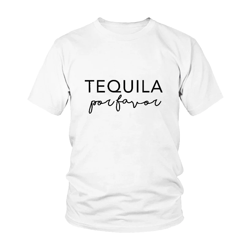 

Fashion Graphic Aesthetic Tee For Women Tshirt Crewneck Cotton High Quality Shirt Tequila Por Favor Funny Unisex T-shirt