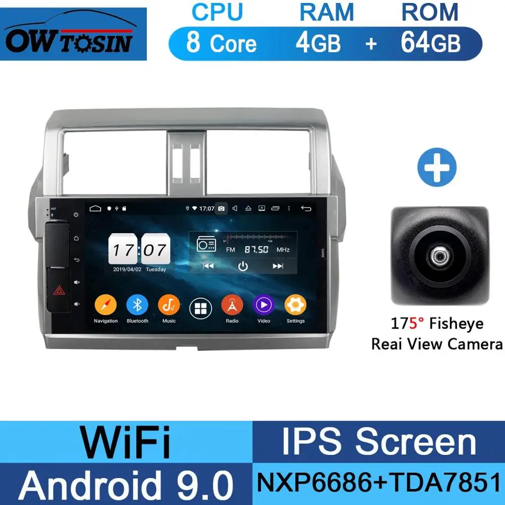 64G Fisheye Camera 10," ips Android 9,0 8 Core 4G+ 64G Автомобильный мультимедийный dvd-плеер для Toyota Prado LC150 150 Land Cruiser 2013- DSP CarPlay радио - Цвет: 64G Fisheye Camera