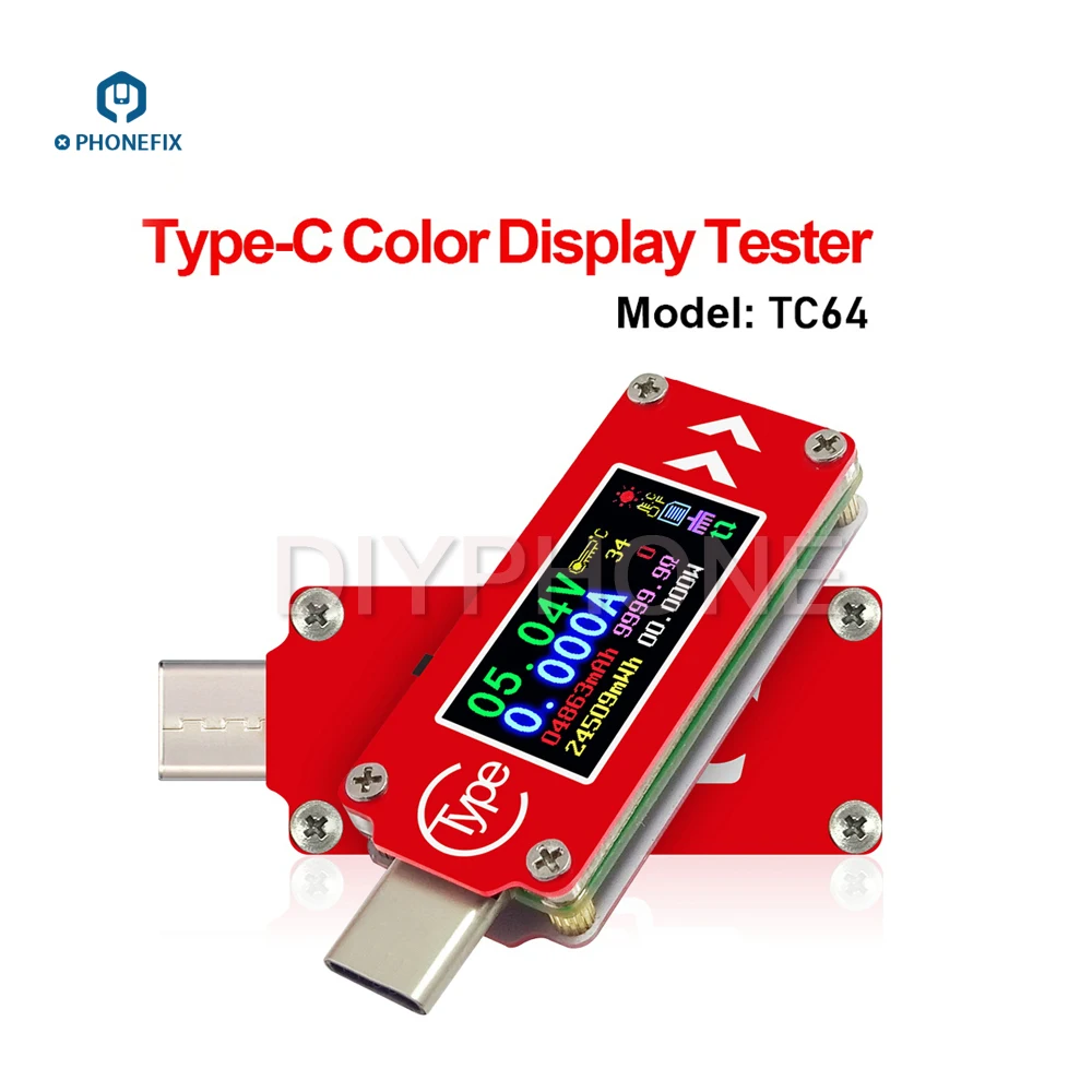 Мини мультиметр PHONEFIX RD TC64 Type C с цветным ЖК дисплеем 0 96 дюйма USB вольтметр
