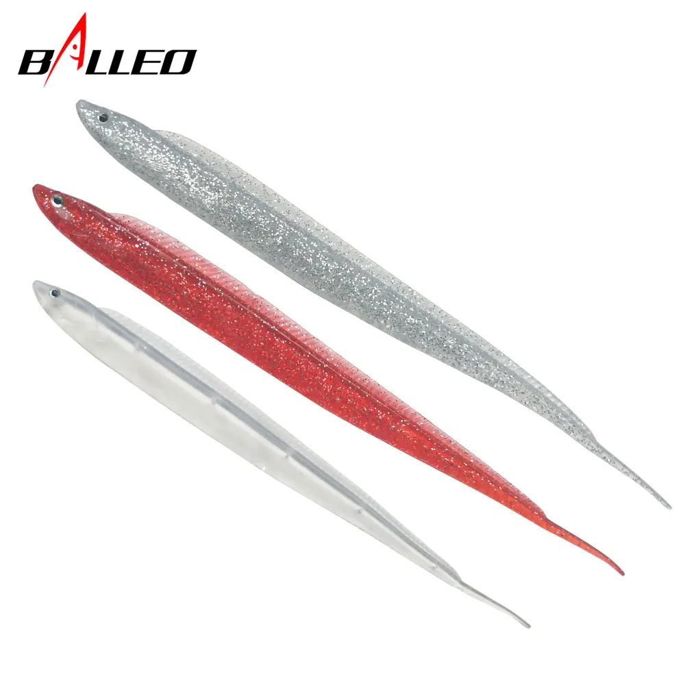 Balleo 2pcs/Fishing Lure 14cm/19cm/28cm Big Hairtail Soft Swim Eel Soft Bait Fishing Tackle
