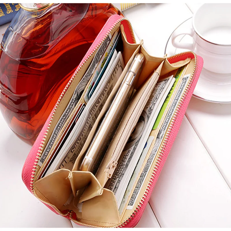 Женские Длинные кошельки кошелек для женщин карамельный цвет бант искусственная