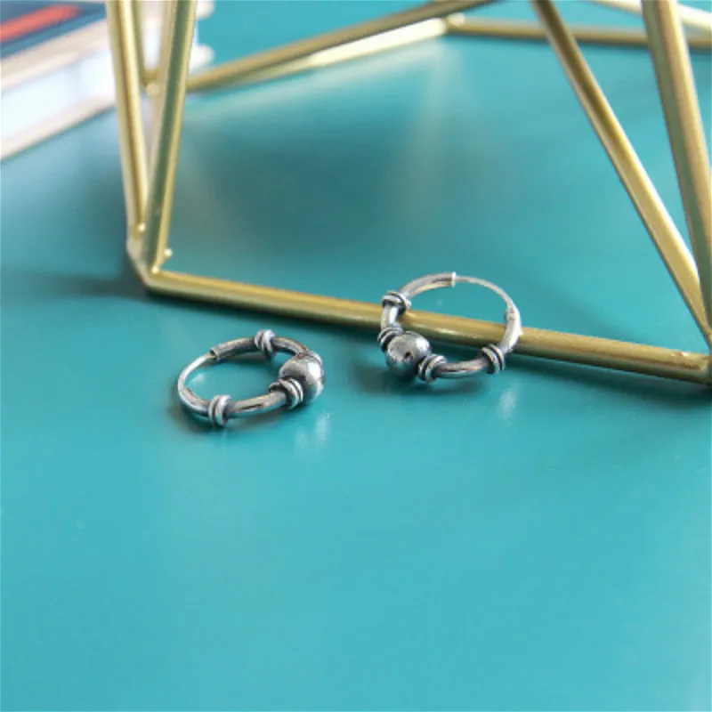 Flyleaf Statement Ball Hoop Earrings For Women Real 925 Sterling Silver High Quality Girl Fine Jewelry Vintage Simple Ear Buckle | Украшения