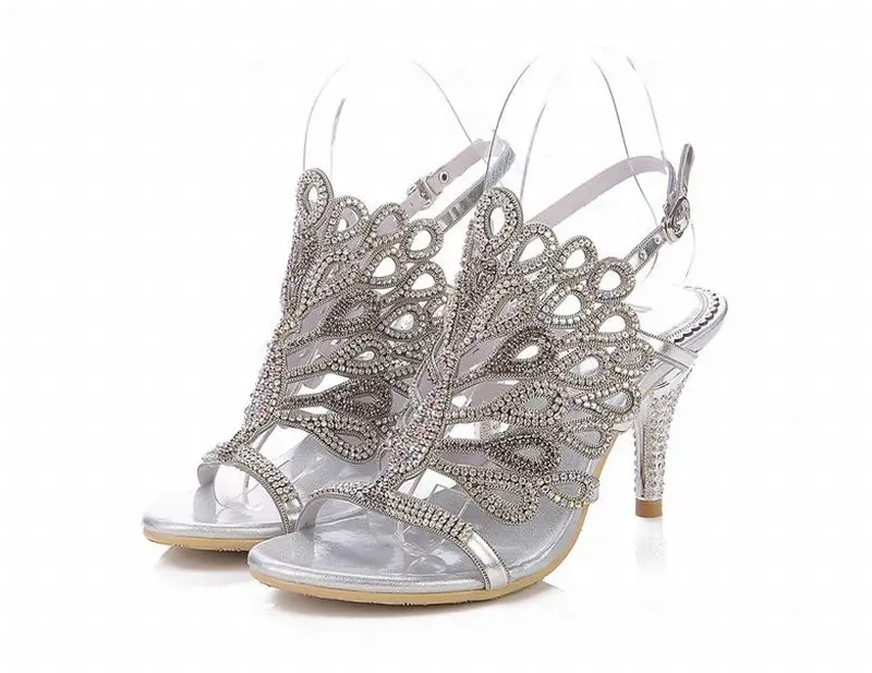 Женские сандалии на высоком каблуке с открытым носком и пряжкой большие размеры