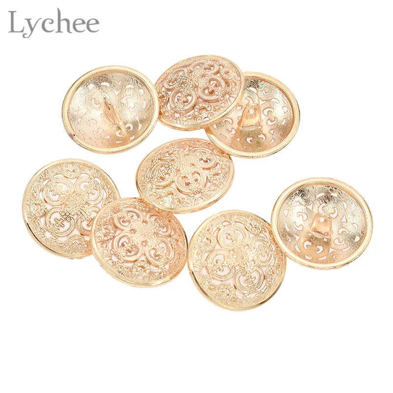 Lychee Life 8 шт. 25 мм золотые пуговицы с цветочным узором выдалбливают хвостовик пуговицы DIY ручной работы пошив одежды аксессуары