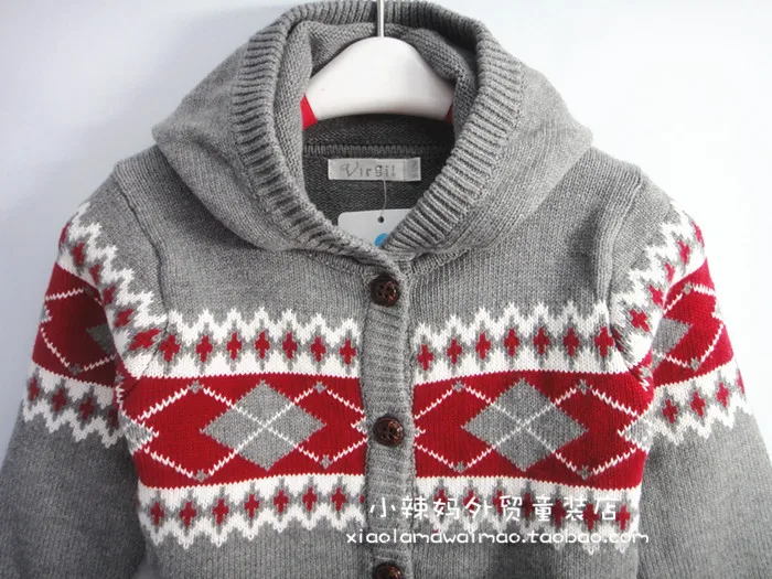 Импортные товары осенне зимний детский вязаный шерстяной свитер с капюшоном из