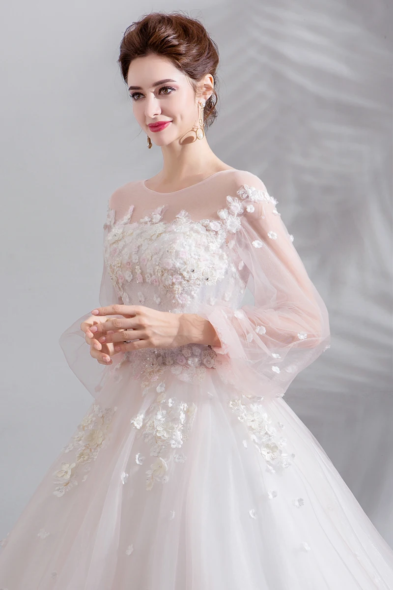 Женское свадебное платье принцессы белое с длинным рукавом | Свадьбы и торжества