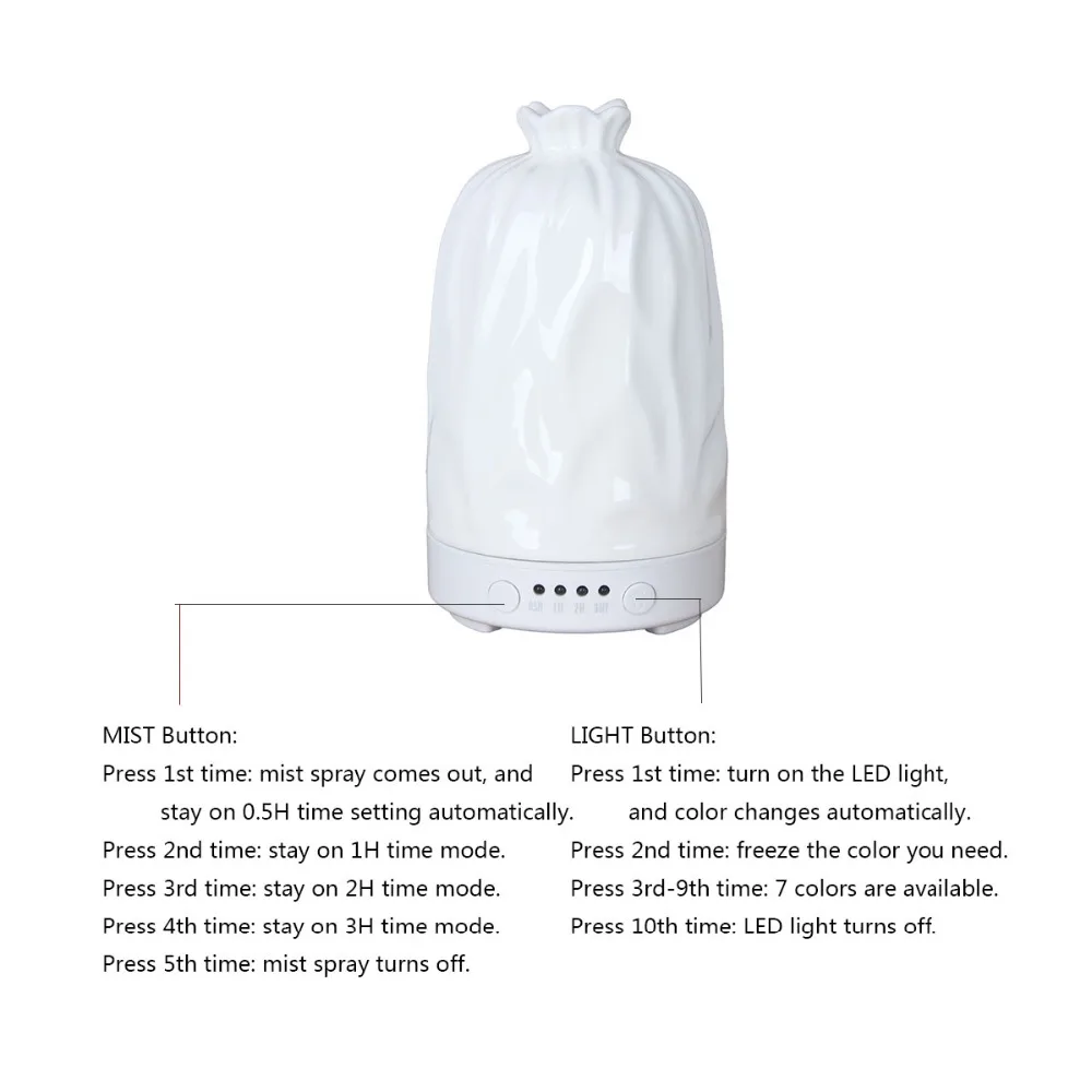 100 ml Hand Crafted Ceramic Ultrasonic Air Humidifier Portable Mini Aroma Essential Oil Diffuser for Car Room Home Office | Бытовая