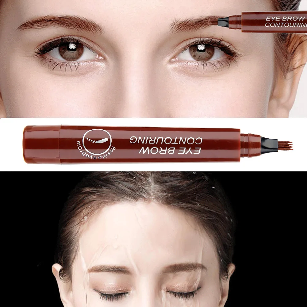 Жидкая ручка для бровей 4 вилки водостойкая татуажа прочный карандаш тинт