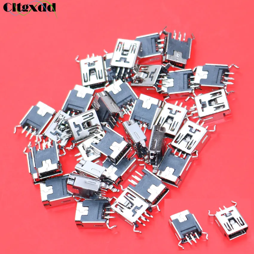 Cltgxdd 1 шт. 5 контактный разъем Mini usb гнездовой 180 градусов 2 фиксированные изогнутые