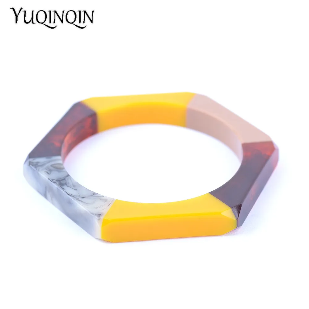 

Classic Acrylic Cuff Fashion Bracelets Bangles for Women Trendy New Resin Hexagon Geometric Simple Charm Wide Bracelets Jewelry