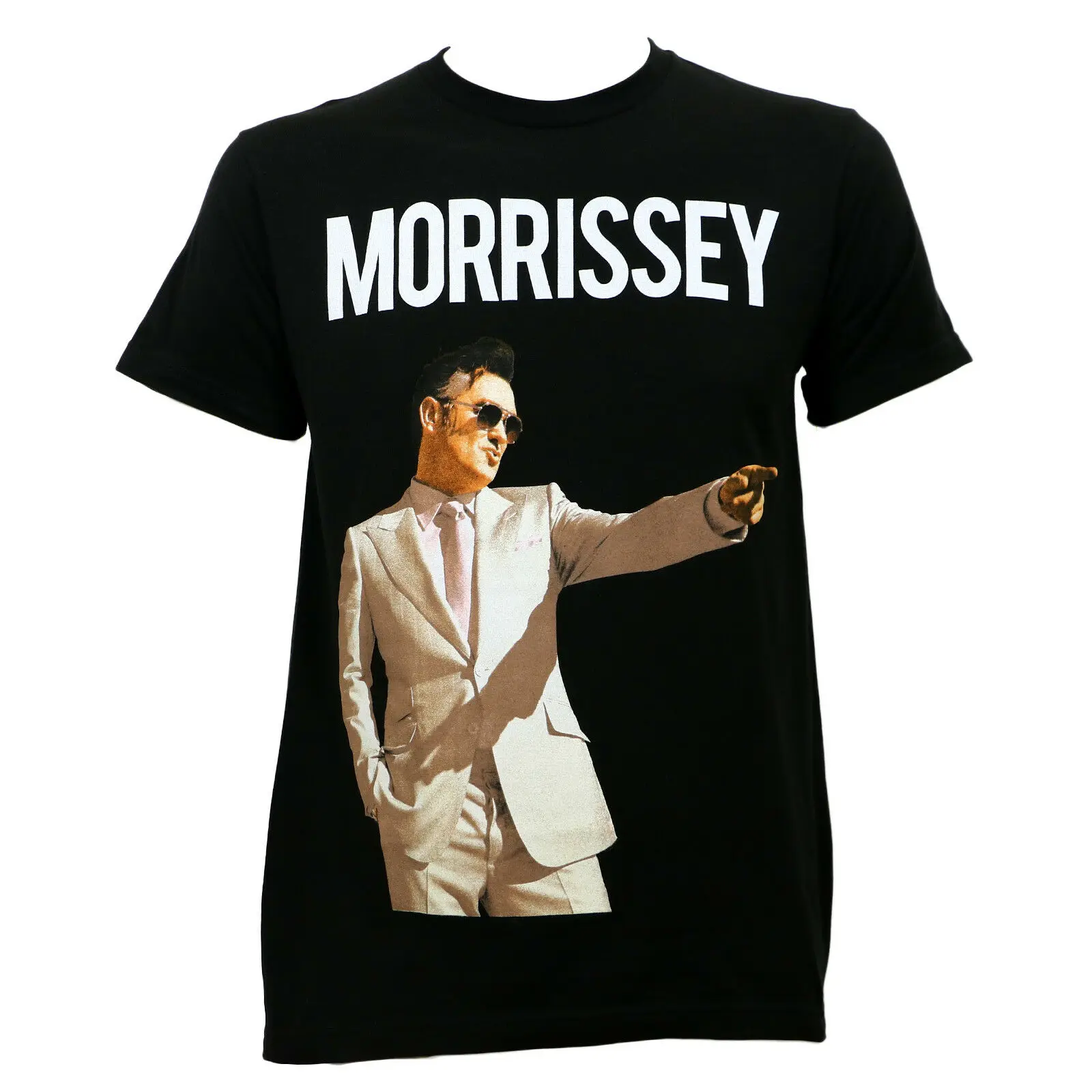 Аутентичная MORRISSEY Голливуд Высокая Самостоятельная фото тонкая футболка Черная S