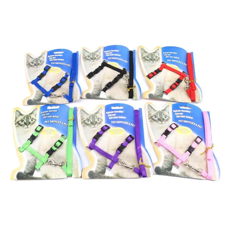 

TECHOME New Soft Baby Cat Pet Leash Nylon Rope Colorful Pet Chest Neck Strap Creative Design Cat Chain Breathable Rope Outdoor