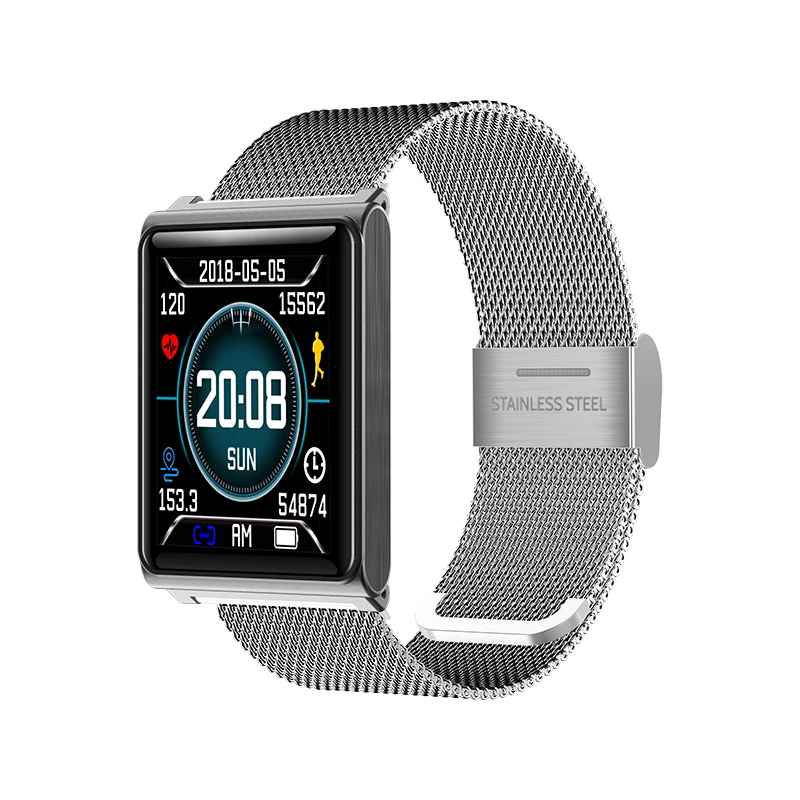 

N98 Smart Watch Waterproof Blood Pressure Fitness Tracker Bluetooth Color Screen Metal Silicone Wristband Two for One