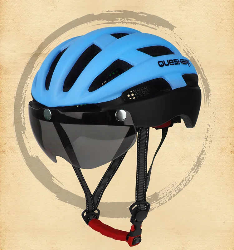 QUESHARK матовый зеленый MTB велосипедный шлем дышащий Горный Дорожный велосипедный шлем с ветрозащитными очками черные линзы