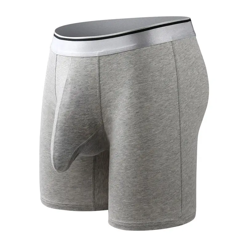 1pc light grey Сексуальное мужское нижнее белье, Крутое сексуальное мужское нижнее белье со слоном, с большим мешочком, боксеры, шорты, одноцветные, длинные ноги, мужское нижнее белье, Calcinha - Цвет: 1pc light grey