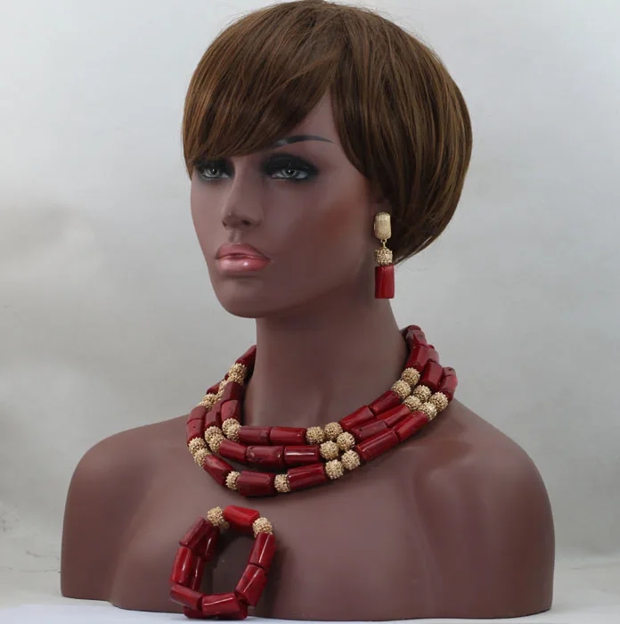 2016 нигерийские Коралловые бусы Свадебный комплект ювелирных изделий