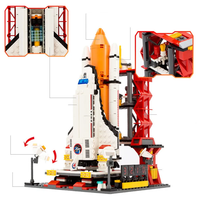 

679pcs assembling building blocks Aerospace series / space shuttle launch center children's building blocks
