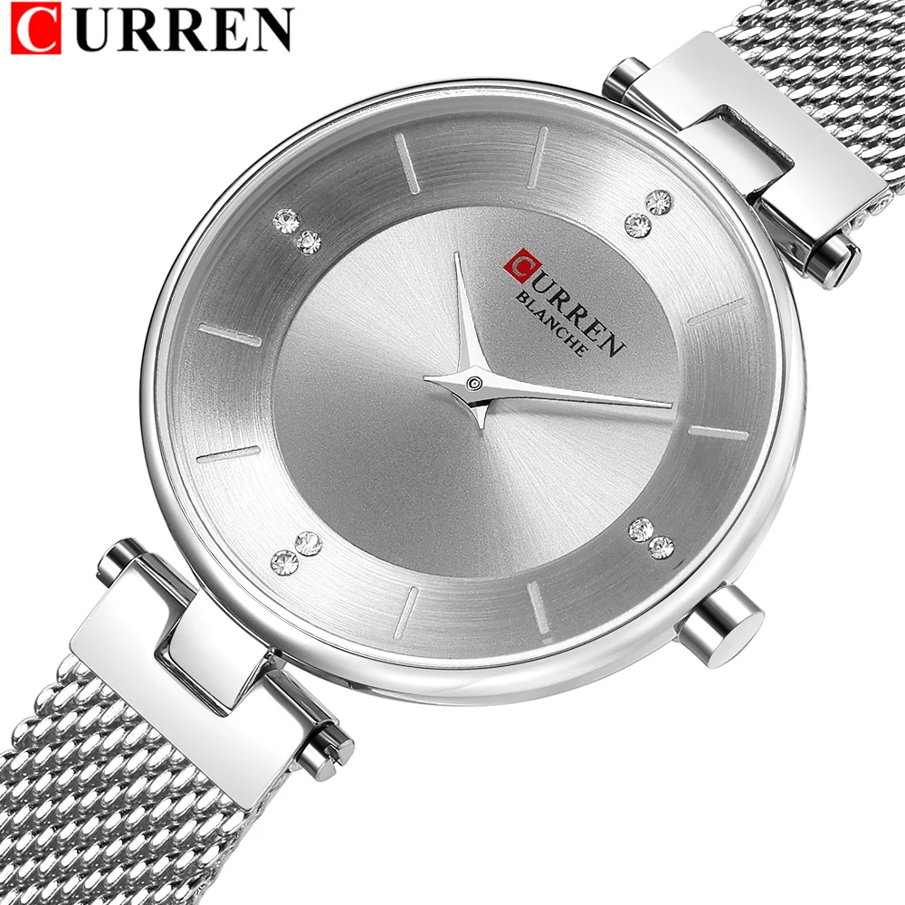 CURREN 9031 женские наручные часы тонкие модные кварцевые из нержавеющей стали с