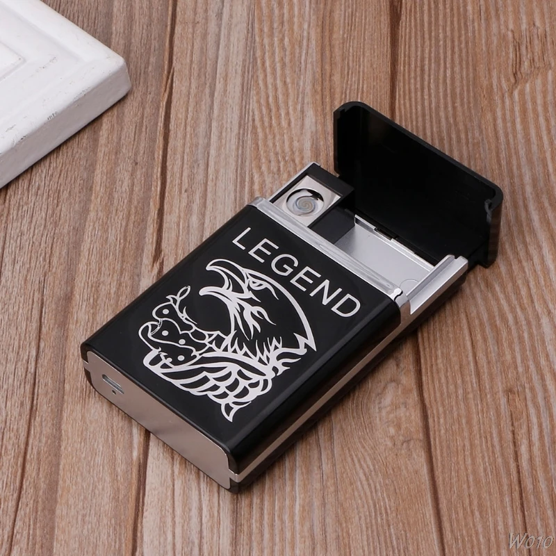 Автоматический портсигар табак Коробка держатель с ветрозащитной usb зарядной зажигалкой