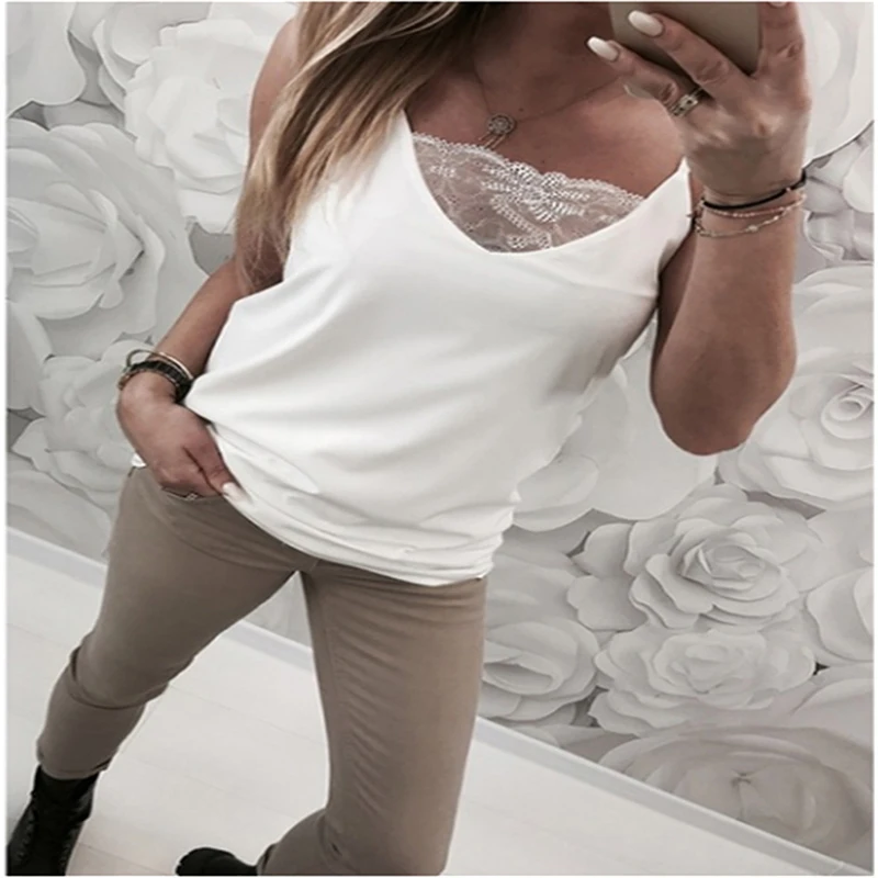 Новый Модный женский кружевной жилет Degin топ без рукавов Повседневная Блузка на