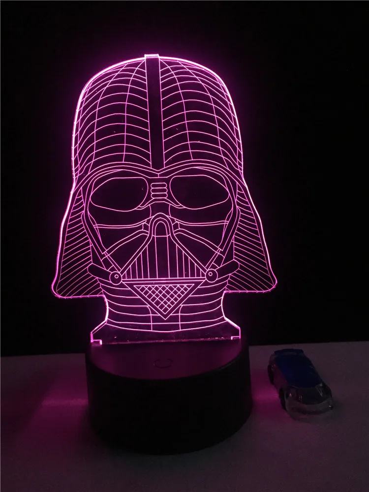 Мультфильм звезда черный воин Дарт Вейдер 3D лампа светодиодный USB Ночная Атмосфера свет многоцветный сенсорный пульт дистанционного освещения пеленальный столик