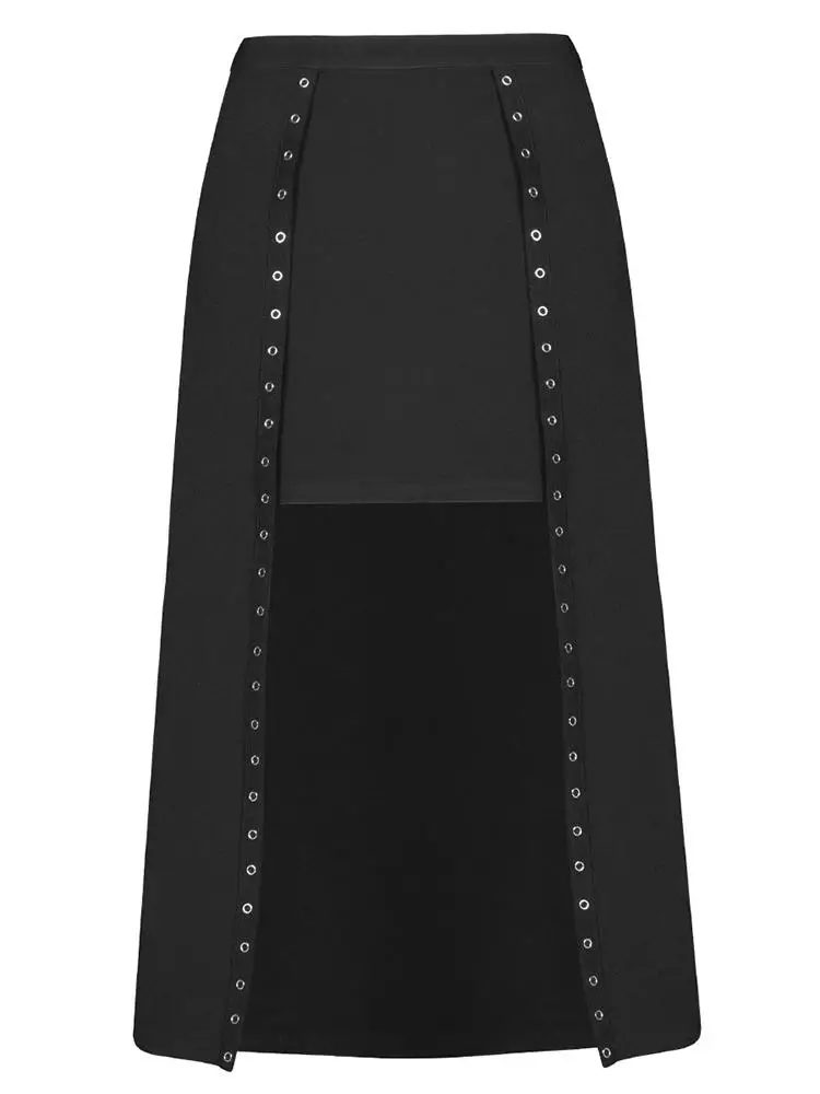 Punk Rave Women's Goth Fake Two-piece Maxi Skirts PQ-601BQ Asia Size | Женская одежда