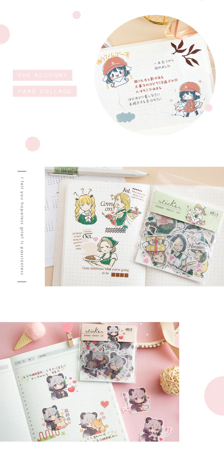 40 шт./партия Kawaii Канцтовары наклейки мультфильм девушки дневник планировщик декоративные мобильные наклейки Скрапбукинг DIY ремесло наклейки