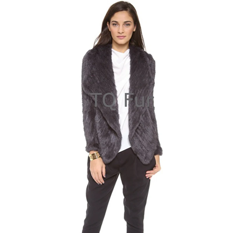 

Fur coat Rabbit Fur Jacket Irregular Collar Real Knit Rabbit Fur Coat Jacket Garment Overcoat Top Quality