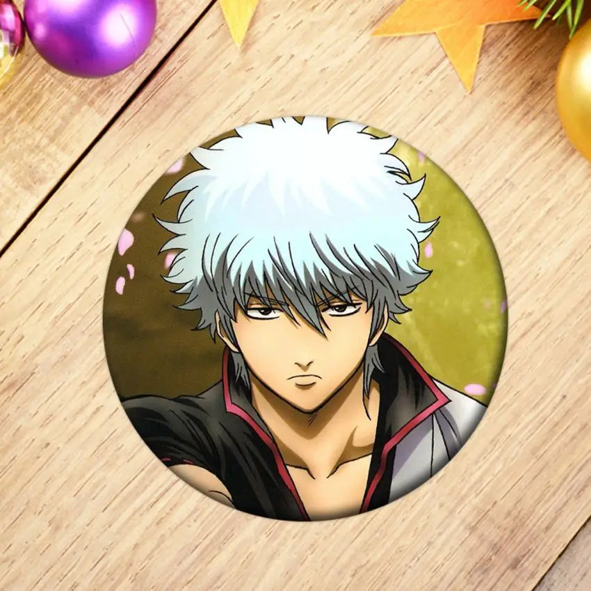 1 шт. аниме GINTAMA значок косплея Sakata Gintoki Брошь булавка Sadaharu Hijikata Toushirou коллекция