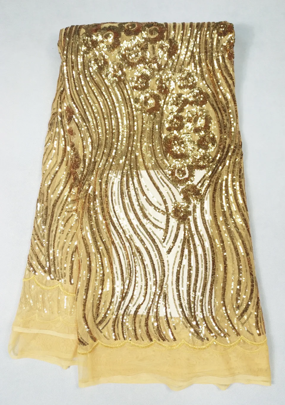 Wholesale 2017 Latest Gold African French Net Lace Fabric.High Quality Tulle Fabric For Wedding JL908 | Дом и сад