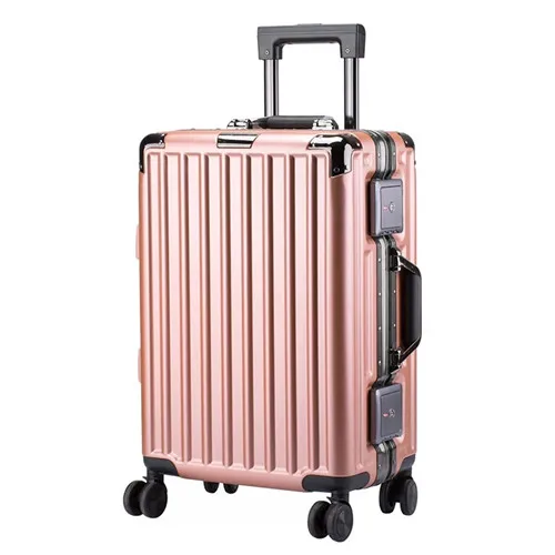 Rose gold Klqdzms 20/24 дюймов Высокое качество Алюминий рама дорожного чемодана Для мужчин Бизнес прокатки Чемодан Спиннер Для женщин сумки на колесиках на Wh - Цвет: Rose gold
