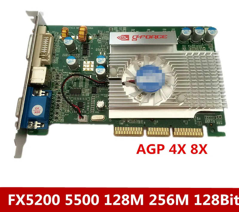 Видеокарта AGP FX5200 128M 128 бит поддерживает интерфейсную материнскую плату 8x 4x.