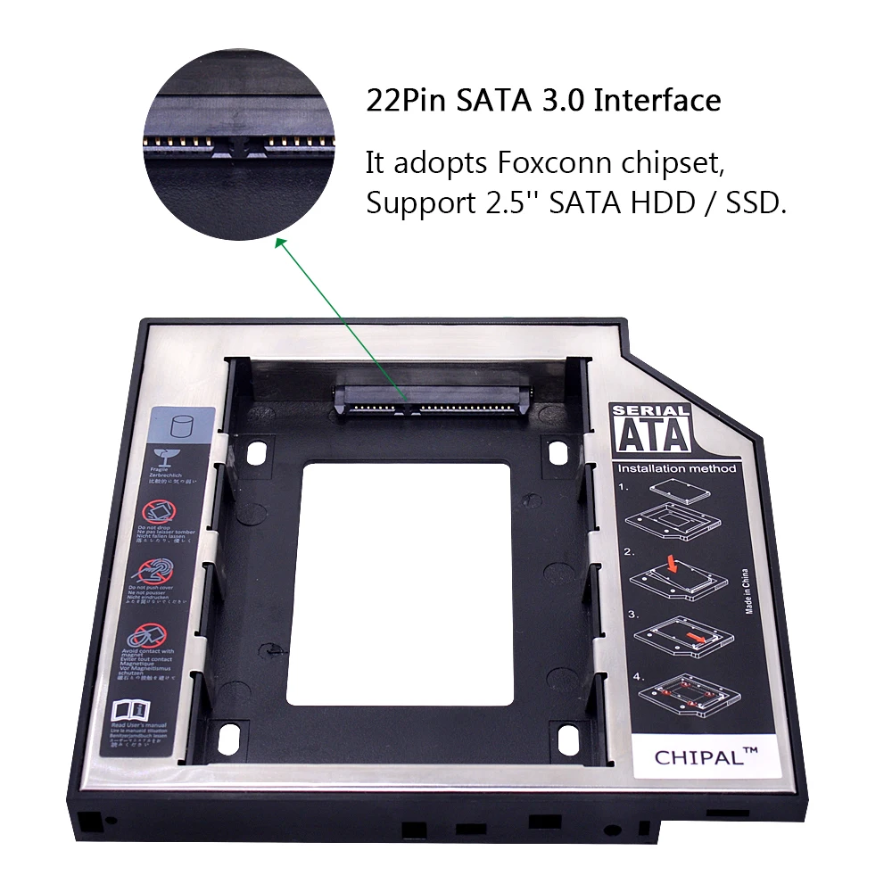 CHIPAL 2019 алюминиевый 2-й второй HDD Caddy 12 7 мм SATA 3 0 Optibay 2 5 ''SSD DVD жесткий диск