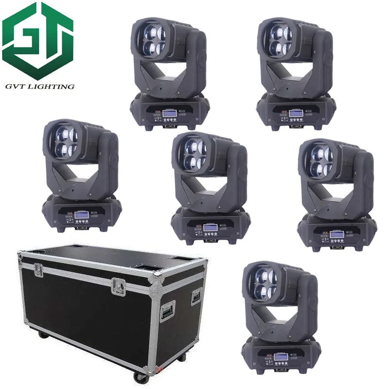 6 шт./лот Flightcase упаковано 4x25 Вт супер-Луч 4 движущийся головной свет для диджея