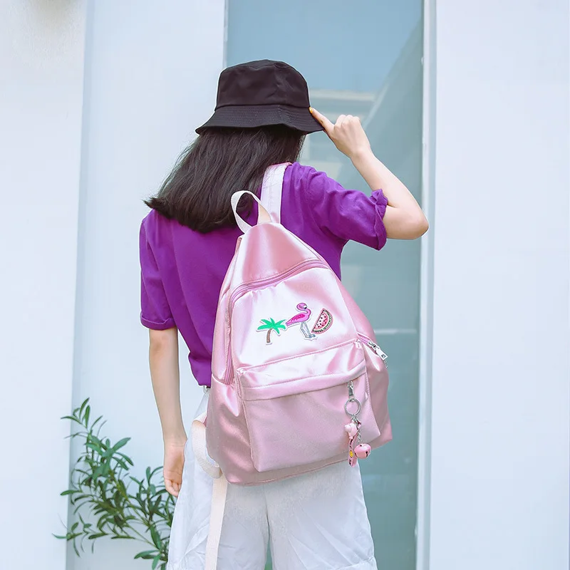 Модные женские рюкзаки Harajuku с вышивкой фламинго, женские рюкзаки с фламинго, дорожный рюкзак, пакет школьной сумки, Sac A Dos Femme