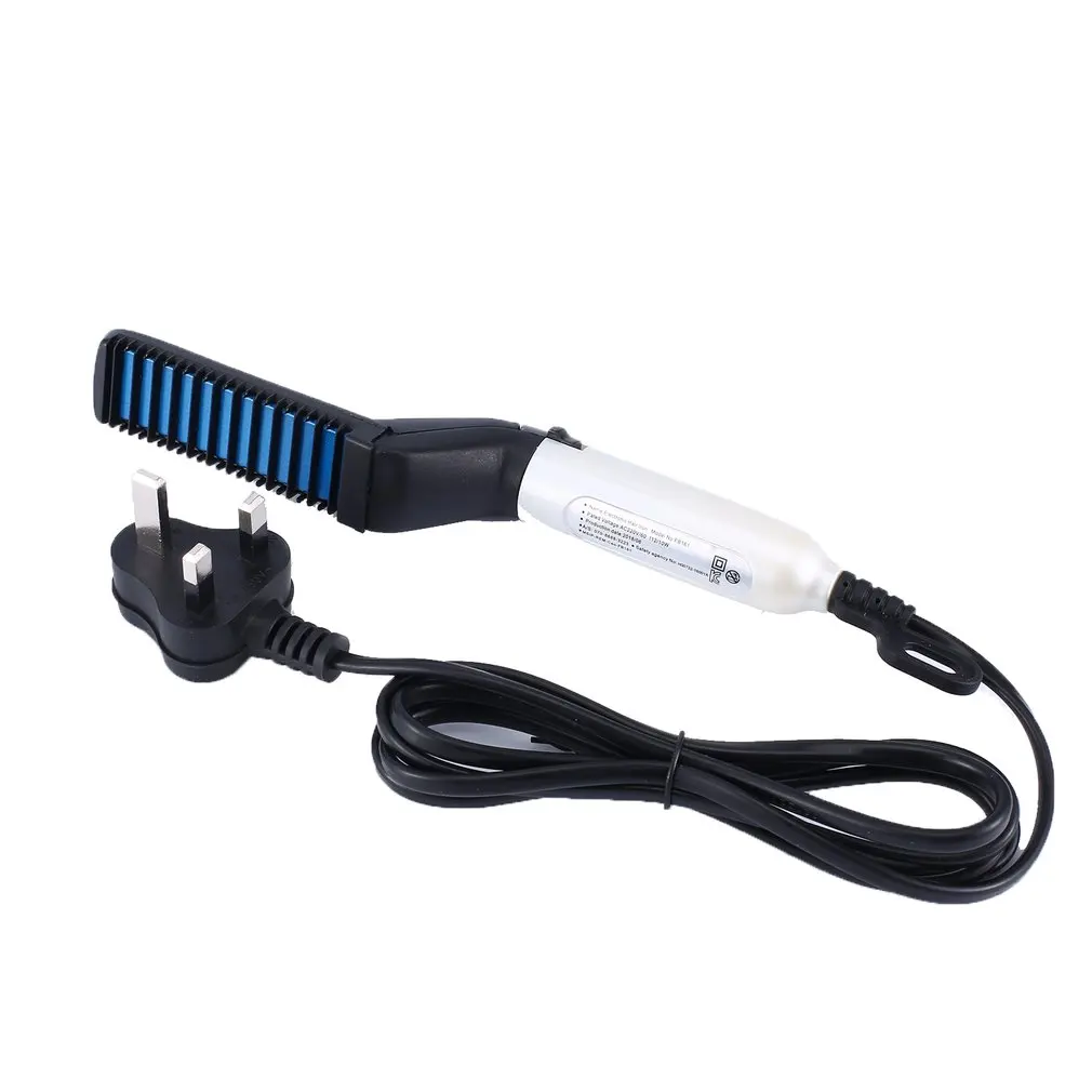 UK Plug Для мужчин быстрый выпрямитель для бороды Styler гребень многофункциональный щипцы для завивки волос шоу кепки инструмент, прямые поставки - Цвет: UK Plug