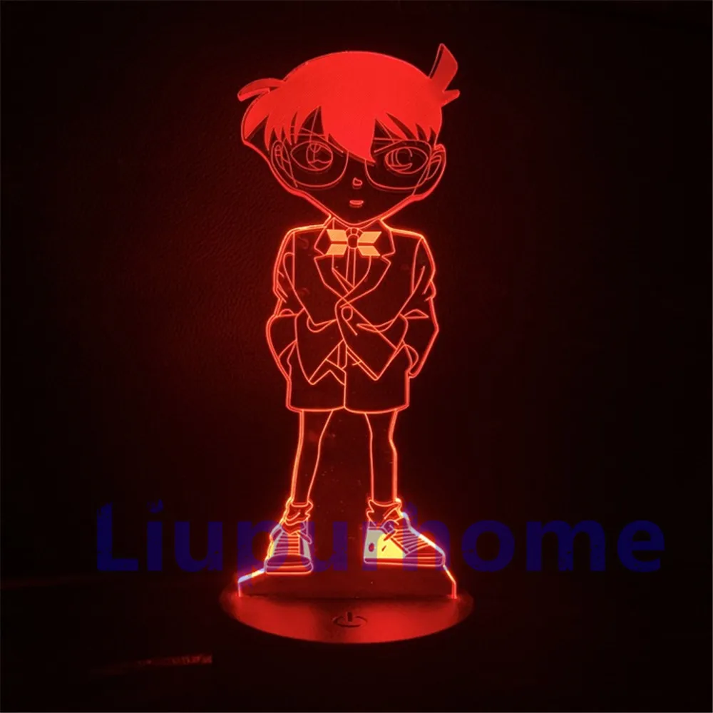 Detective Conan 3D ночной свет изменение цвета светодиодный ночник настольная лампа Декор стол Lampara Конан аниме игрушки для детей