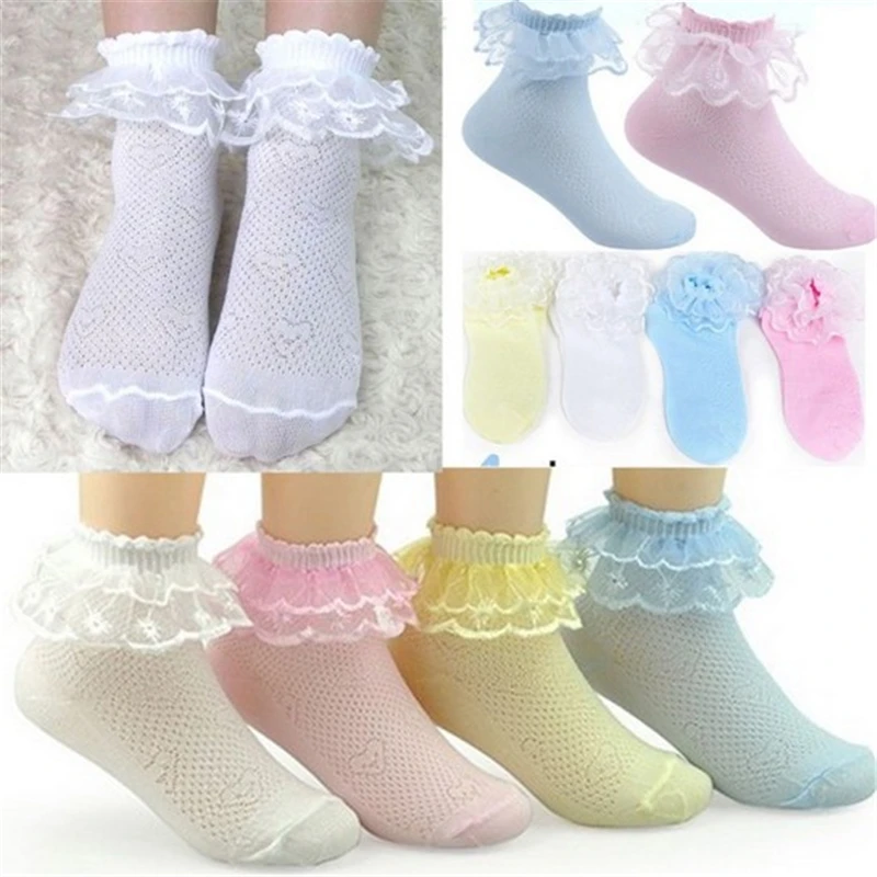4 пары/Лот летние модные кружевные короткие носки с оборками детские дышащие