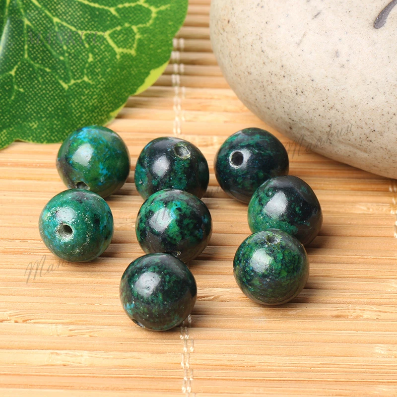 Круглые бусины Mankuu Chrysocolla россыпью 10 мм из натурального камня для изготовления