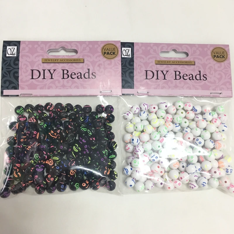 8 мм акриловые Круглые бусины для изготовления ювелирных изделий черно белые