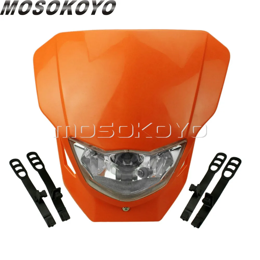 Orange Motocross Dirt Bike Headlight Fairing Universal For EXC SX SMR XCF EXCF EXCW XCFW 200/300/400 Enduro 12V 35W Headlamp |