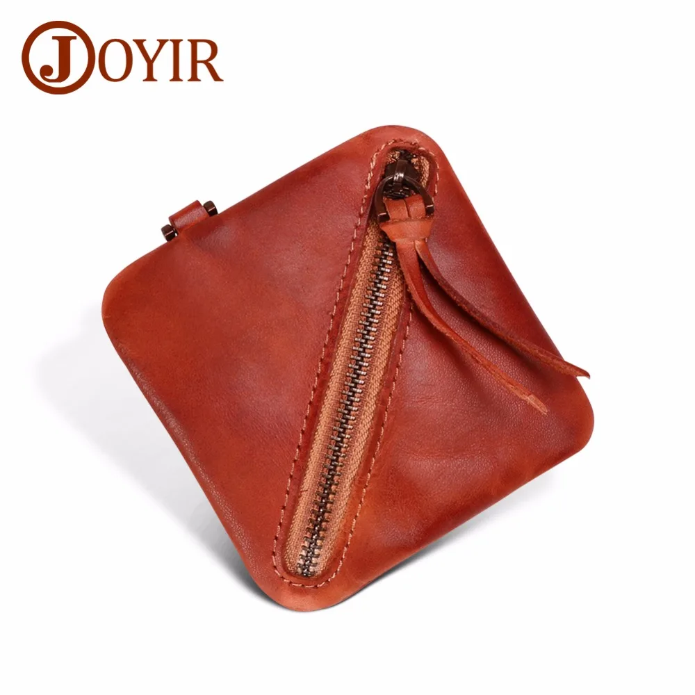 JOYIR Genuine Leather Coin Purses Wallets for Men Women Small Mini Slim Coin Bag Men Fahion Zipper Wallet Change Purse Money Bag