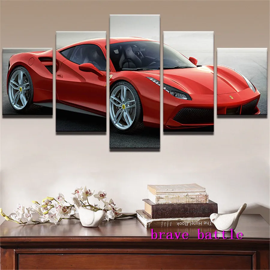 Ferrari 488 GTB Холст Картина гостиная домашний декор Современная роспись маслом #02 |