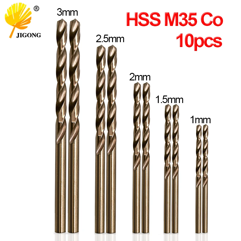 Puzzle 1 Set Di Punte Elicoidali Hss M35 Co Punta Elicoidale 1Mm 1.5Mm 2Mm 2.5Mm 3Mm Utilizzata Per Acciaio Inossidabile