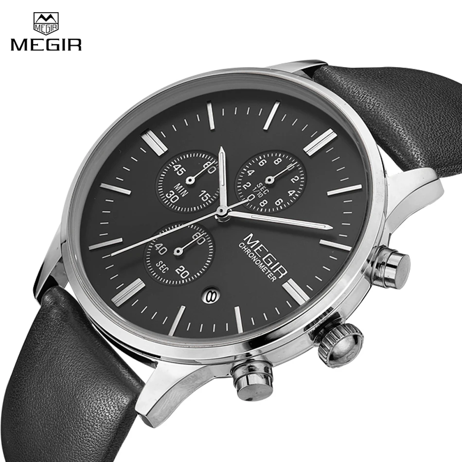 2019 Мужские кварцевые спортивные часы хронограф Дата светящаяся