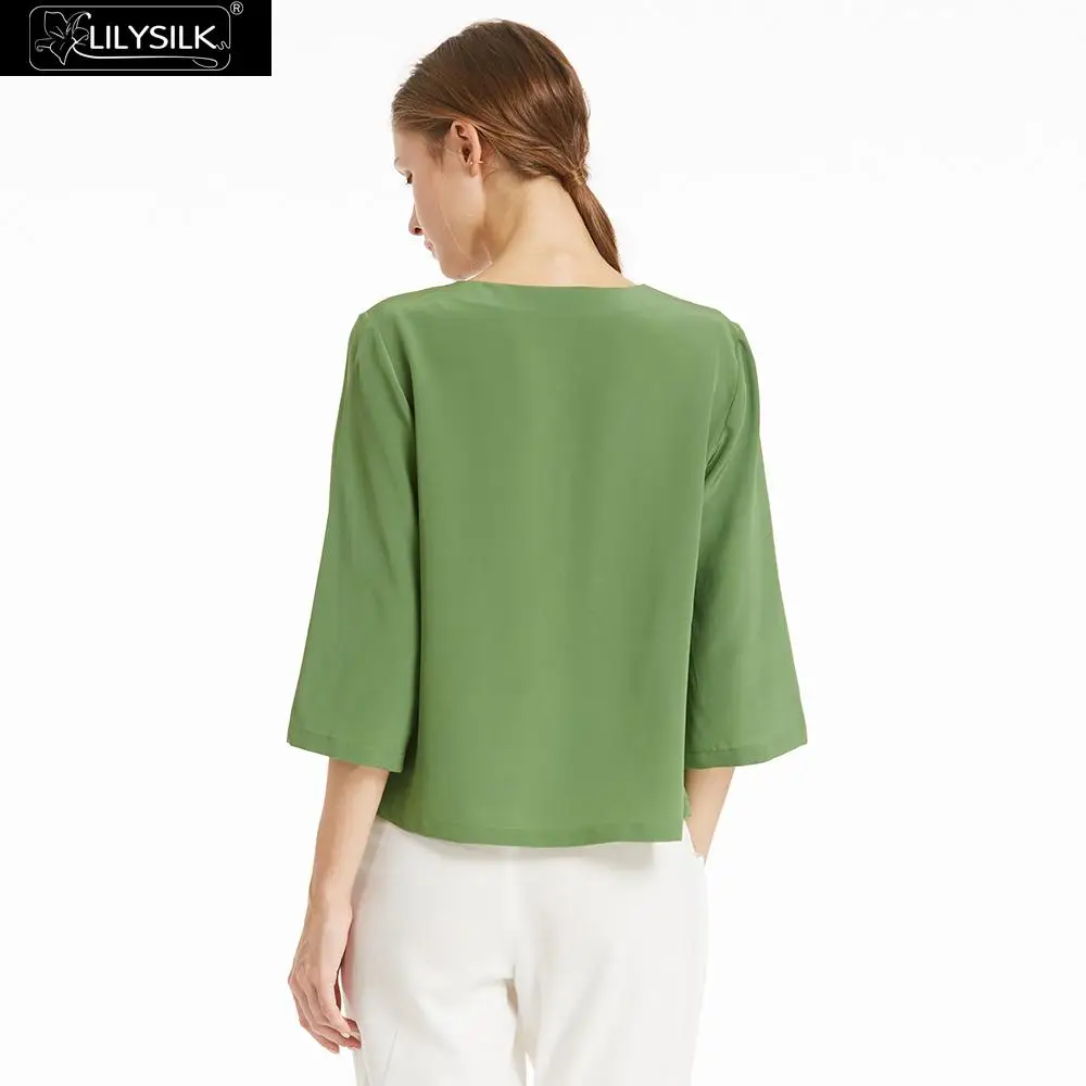 LILYSILK T Shirt 18MM Basic V Neck Silk Lady Free Shipping Clearance Sale |
