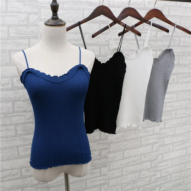 Летний эластичный жилет без рукавов на бретельках с рюшами бюстгальтер