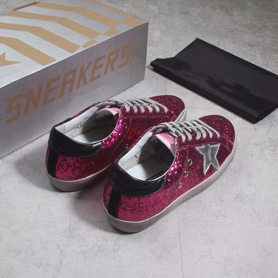 New Women Casual Shoes Glitter Leather Do Old Dirty Mixed Color Sequins Star trainers Sneakers Zapatos de Mujer 2018 | Обувь
