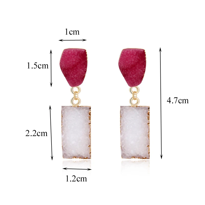 Dayoff богема смолы Прямоугольник падения женские украшения серьги подарок золотой